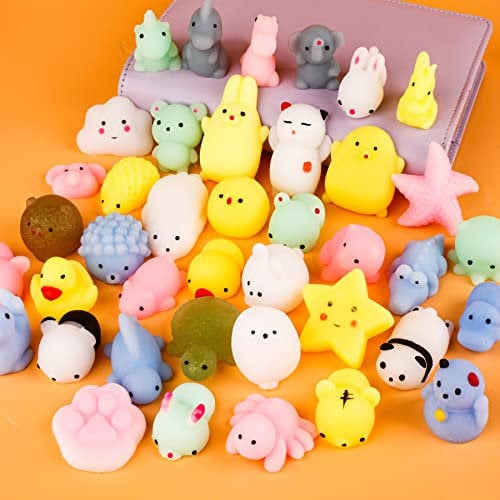 twoonto Mini Squishy Pack, Soft Mochi Squishy Toys 40 Pcs Moji Fidget Toy, Kawaii Tier Squishies Partytüten Füllstoff Stressabbau Spielzeug für Kinder Erwachsene Weihnachten Geburtstagsgeschenk