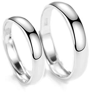 Bishilin Verlobungsringe Paar Ringe Set, Trauringe 925 Silber ohne Steine Matt Rund Partnerringe mit Wunschgravur Verstellbar Freundschaftsringe für 2