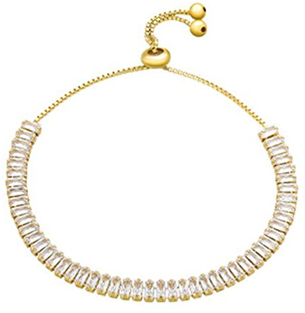 joyluckycat Luxus-Baguette Moissanite-Armband einstellbar 925 Sterling Silber Zirkon Tennis-Armbänder