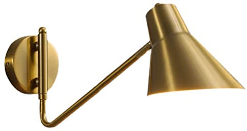 Applique Murale avec Bras Pivotant Réglable Lampe Murale de chevet chambre Liseuse murale de salon Abat-jour en métal flexible Lampe industrielle intérieur E27 Spot Mural Lampe à bras oscillant,D'or