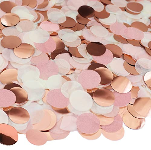 Papier Konfetti Hochzeitskonfetti, 2,5cm Punkte, Herzen Konfetti Gold Rosa Konfetti Tissue Tisch Konfetti für Hochzeit, Valentinstag, Geburtstag, Feiertagsp Baby-shower, Ballondekoration (30g)