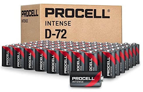 ProCell Intense D Cell High-Performance Alkaline Batteries (72 Pack), 10-Year Shelf Life, Bulk Value Pack for High Power Professional Devices