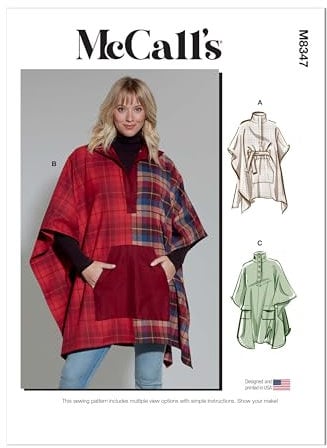 McCall's Schnittmuster-Set für Poncho für Damen, Design Code M8347, Größen LRG-XLG-XXL