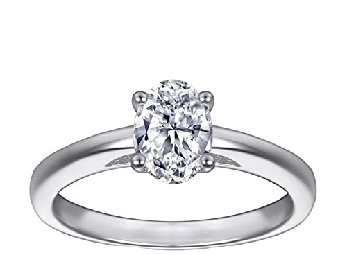 Homxi 925 Sterling Silber Ring Damen,Eheringe Trauringe 4 Zinken mit Oval 5x7MM Zirkonia Damen Hochzeit Silber Gr 62 (19.7)