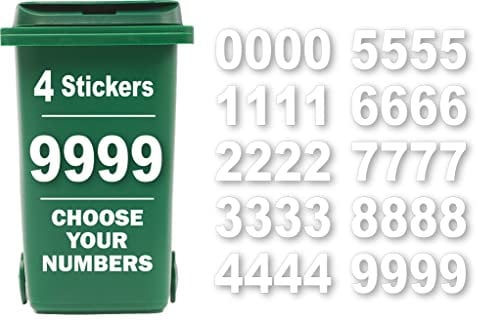 4 x Bin Numbers for Wheelie Bins, 0-9, Dustbin Stickers, Easy Application 17.5cm Stick On Number Stickers - Weatherproof Self Adhesive Vinyl (Number 9)