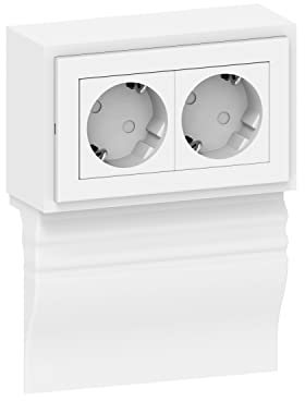 Habengut - Presa a 2 prese per battiscopa Berliner Profil in PVC, colore: Bianco