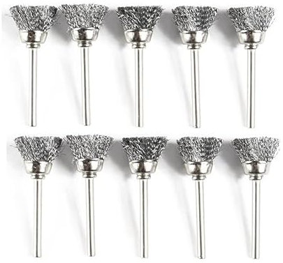 Brosse de roue de polissage 10 pièces brosse métallique à tige de 3.mm for accessoires d'outils rotatifs Dremel DShanLa (Color : Stainless Steel)