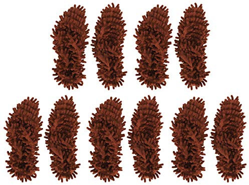 Fybida Mopa Pantuflas Cubierta de Zapatos, 10 Piezas Chenille Mopa Pantuflas Multifunción Limpieza de Pisos Zapatos Limpiador de Polvo Accesorio(Broncearse)