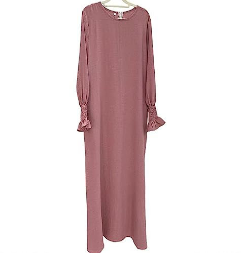 RLLJS Frauen Gebetskleid Muslimische Ramadan Kleidungsstück Abaya Dubai Islam Jilbeb langes Kleid ohne Hijab, Pink, Klein
