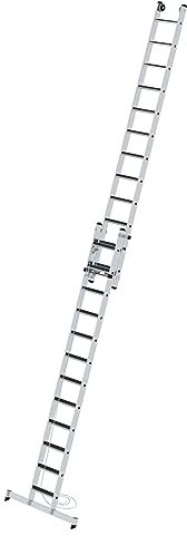 PROREGAL Stufen-Seilzugleiter 2-teilig mit nivello® Traverse und Clip-Step R13 2x12 Stufen | Leiter, Teleskopleiter, Trittleiter, Bockleiter, Sprossen-Doppelleiter