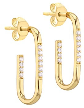 Amazon Essentials Vergoldete Creolen aus Sterlingsilber, rechteckig, mit Cubic Zirkonia