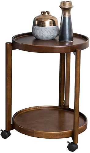 Table Basse Tables Basses Table d'appoint Salon Mobile en Bois Massif Petite Table Ronde Multifonctionnel Porte-revues à 2 Niveaux Table d'angle Chambre Table de Chevet 15,7 x 21,6 (Couleu