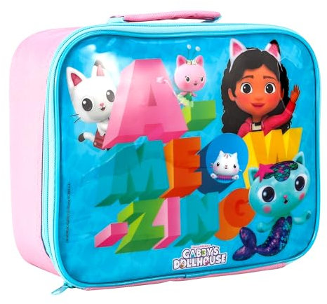 Zawadi Global Gabby's Dollhouse Rectangular Insulated Lunch Box Bag for Boys and Girls, Perfect Size for Packing Hot or Cold Snacks for School and Travel, BPA Free