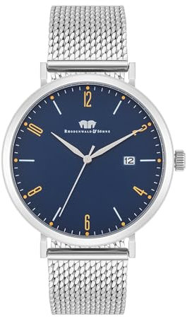 Rhodenwald & Söhne Herren Uhr analog Quarz mit Edelstahl Armband Silber 10010427