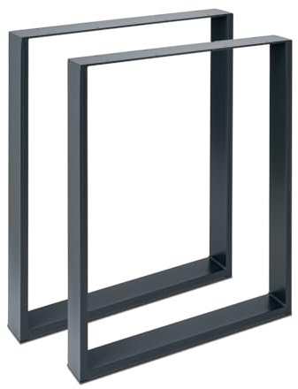 Magnetic Mobel 2 x Tischbeine aus Metall für Schreibtisch Esstisch, Möbelfüße Tischgestell Tischuntergestell Tischkufen (Anthrazit | Profil 8x2 cm, 50x100 cm (Bartisch))