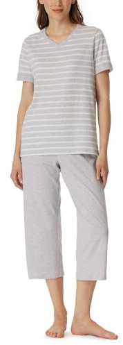 Schiesser Damen Casual Essentials Pyjamaset, Silbergrau-Mel._181254, 44 EU