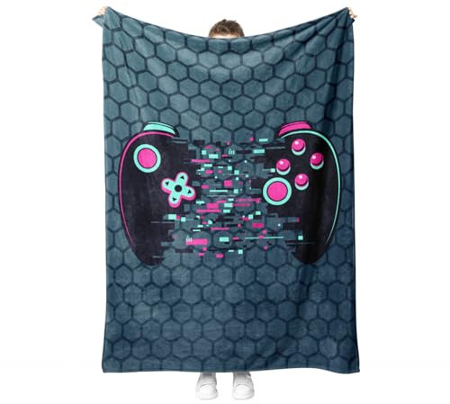 PORJDN Couverture Gamer pour Manettes, Couverture de Jeu Moderne pour Adolescents et Garçons, Housse de Canapé Lit avec Motifs de Console de Jeu. (Style B, 150x200cm)