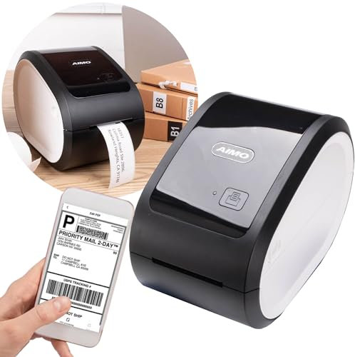Aimo Etikettendrucker 650 - Thermodrucker mit 203 DPI, Bluetooth & USB - Professioneller Etikettendrucker für PC & Mac - Druckt Etiketten bis 62 mm Breite