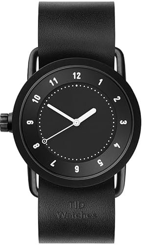 TID Quarzuhr, 36 mm, Damenuhr, Lederarmband, Freizeituhr, Stockholm-Stil, Schwarz, Schwarz, Nordisches Design mit schlichtem Stil