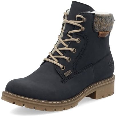 Rieker Damen Schnürstiefeletten Y9118, Frauen Stiefeletten, wasserabweisend, riekerTEX,Kurzstiefel,uebergangsschuhe,blau (14),39 EU / 6 UK