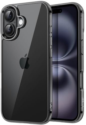 JETech Case for iPhone 16 Plus 6.7-Inch, Non-Yellowing Shockproof Phone Bumper Cover, Anti-Scratch Clear Back (Black)