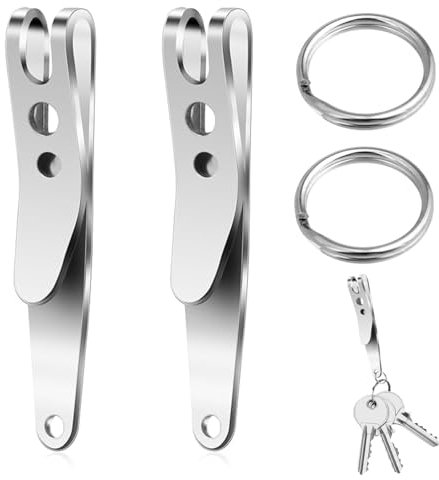 2 Stück Gürtelclip,Schlüsselhalter mit Schlüsselanhänger,Clip,Schlüsselhalter,Schlüsselhalter Gürtel,Edelstahl Taschenclip,Mehrzweck Schlüsselanhänger,für Schlüsseln,Taschenlampen,Täglichen Gebrauch