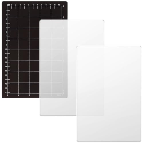 3 Stück Magnetische Schneidematte 22,86 x 15,24 cm mit Funktionelles Raster Lineal 2 Acryl-Schneidematten Stabil Schneidematte Stark Magnetisch Schneideunterlage Cutting Mat Bastelunterlage