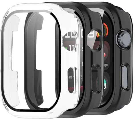 CONAPIKA Hülle für Huawei Watch D2 mit Gehärtetem Glas Schutzfolie, 2 Stück Vollständige Abdeckung Stoßfeste Hart PC Glas Schutz Schutzhülle Ultradünne Kratzfest Hülle mit 9H Härte Displayschutz