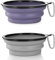 SLSON 2 Pièces Bol à Chien Pliant Bol en Silicone Pliable pour Chiens,Gamelles de Voyage pour Chien et Chat Bols de Voyage Pliables en Silicone pour Chien (Gris et Violet, Grand)