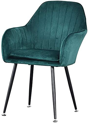 Moderne Essgruppe aus Samt mit Metallbeinen und Rückenlehnen für Wohnzimmer, Grün (schwarze Beine)