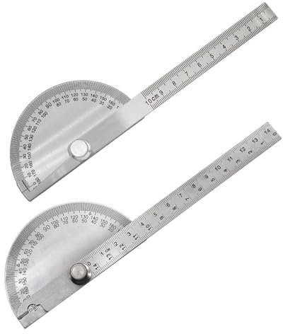 CVDYWDJIE Goniometro in Acciaio Inossidabile da 2 Pezzi, Goniometro Multifunzione, Coltello Rotante per Verniciatura, Goniometro in Metallo, Goniometro 0-180