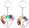 2 Pièces Arbre de Vie Porte Clés, Coeur 7 Chakra Guérir Cristal, Porte-clés Arbre de Vie, Porte-clés en Cristal en Acier Inoxydable pour Amitié Femmes Hommes (Multicolore)