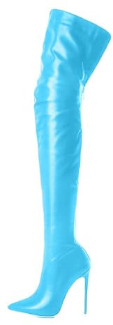 ticticlily Stivali Donna Alti Sopra Il Ginocchio Lunghi Elastico Comodi Scarpe A Blu 35 EU