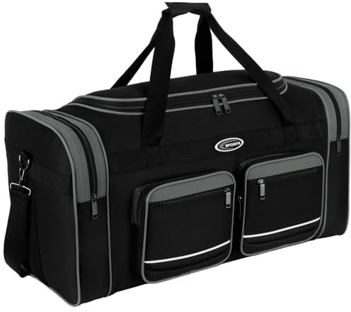 Sporttasche, Reisetasche und Fitnesstasche für Damen und Herren- Tainingstasche, Gym Bag (Grau, L 80 x B 34 x H 38 cm (ca.100 L))