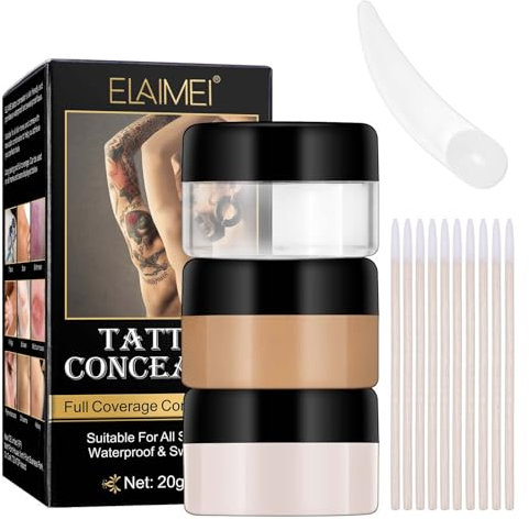 Tattoo Concealer Für Körper,Wasserdicht Tattoo Cover Hohe Abdeckung Concealer,Lang Anhaltend Body Concealer Primer Makeup,Scar Concealer,Muttermal Pigmentflecken