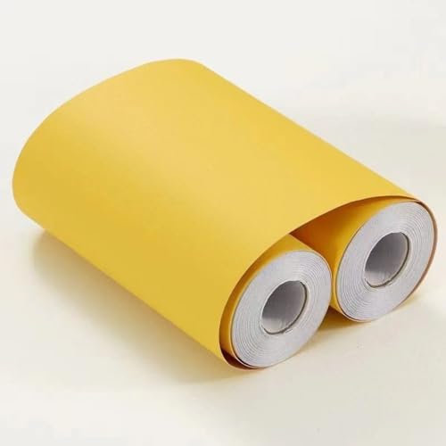 VisitRyl Tapetenbordüre Selbstklebend Gelb matt 15cm X 1000cm – Einfache Montage für Wände