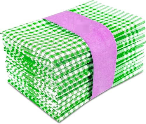Wholesale Trade Dealz Pack 5 & 10 Wonderdry Large Tea Towels Set 100% Cotton Kitchen Dish Cloth Cleaning Drying Super Absorbent for Bar, Catering & Restaurant (10, Green)