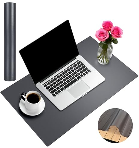 TSKDKIT Schreibtischunterlage Schwarz Durchscheinend, 100x50cm Schreibunterlage groß PVC Tischschoner Schreibtischmatte Wasserdicht Rutschfest Runde Kanten Schreibunterlage für Büro und Zuhause