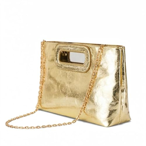 Jiusely Clutch for Women Evening Handbag Black Shoulder Clutch Oil PU Leather Clutch with Detachable Chain Strap Stylish Shoulder Bag for Wedding Party Dinner