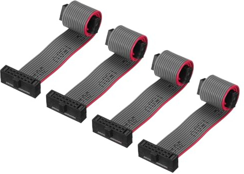 sourcing map IDC Flachbandkabel, 14-polig, 1,27 mm Pitch FC auf FC-Stecker, 10 cm Länge, graues Überbrückungskabel für Computer, LED-Display, DVD, 4 Stück