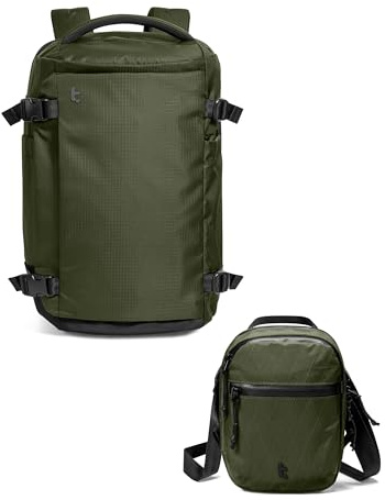 tomtoc Travel Backpack 28L with a X-PAC Travel Crossbody Bag RFID Blocking