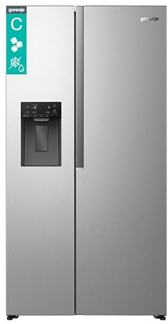 Gorenje NRS917C61X Kühl-Gefrierkombination/Freistehend/Side-by-Side/ 528 Liter/EEK C/ 37dB/ Eis&Wasserspender/NoFrost Plus/MultiFlow 360°/ FastFreeze/ (B×H×T): 91,1 × 178,6 × 61,5 cm/Inox