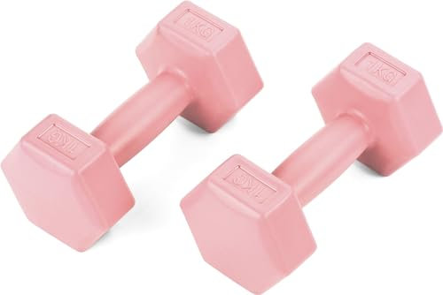 Gymtek Komposit Hantelset 2x1 kg (2 kg) – Kurzhanteln mit Zementfüllung & Kunststoffummantelung – Rutschfester Griff, Anti-Roll Design – Fitness Hanteln für Heimtraining & Krafttraining