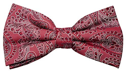 TigerTie Designer Seidenfliege rot weinrot silber gemustert - Fliege Seide Silk