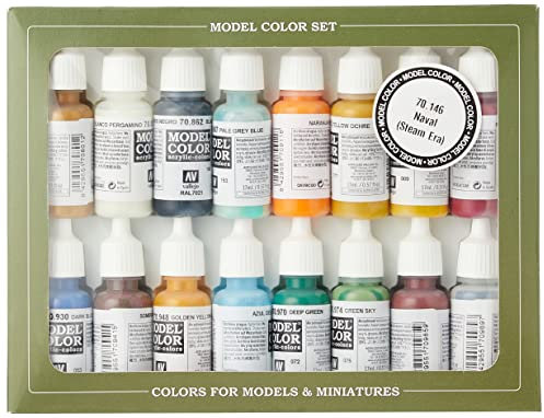 Vallejo Model Color Nava Steam Era Acrylic Paint Set - Assorted Colours (Pack of 16),17 ml