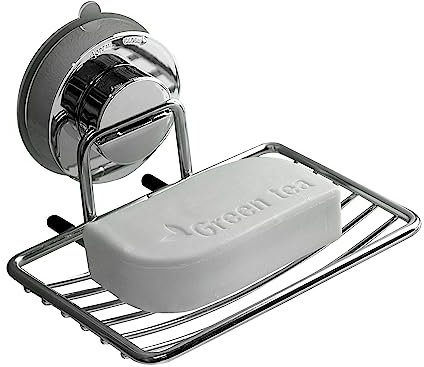 Blue Canyon Gecko Soap Rack, Vacuum Suction Soap Dish for Bathroom, Quick Lock Suction Cup, No Drill and No Screws Required, Removable, Reusable and Repositionable, Stainless Steel