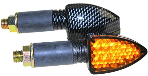 Citomerx Motorrad Mini Blinker LED Elight Carbon getönt E-geprüft | Kompatibel mit Motorrad Roller