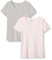 Amazon Essentials T-Shirt Col en V, à Manches Courtes, Coupe Standard Femme, Lot de 2, Rose Clair/Gris Clair Chiné, XXL