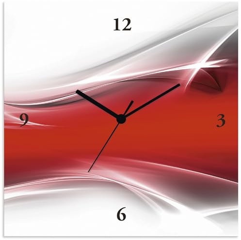 ARTLAND Wanduhr ohne Tickgeräusche Alu Funkuhr 30x30 cm Quadratisch Lautlos Design Abstrakt Kunst Modern Ausgefallen Ungewöhnlich T9IM