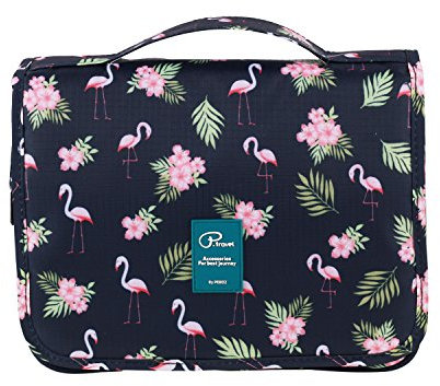 Tuscall Kulturtasche Damen Reise Kosmetiktasche zum Aufhängen und Stellen Duale Fächer Kulturbeutel Mittel Waschtasche mit Flamingo Muster für Kinder Mädchen